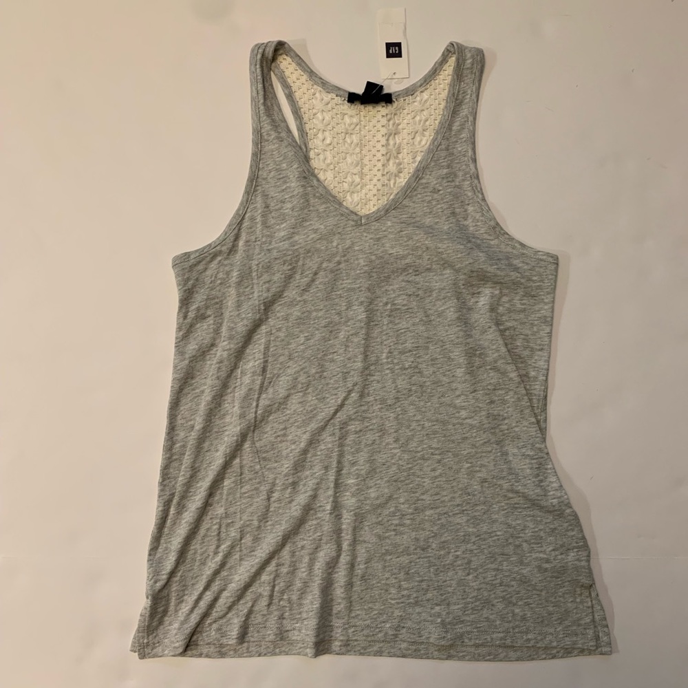 NWT Gap XS gray crochet-back tank top
